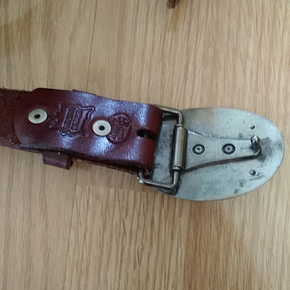 B-Low the Belt Tooled Leather Lacing Belt with Buckle Western Cowgirl 34 Brown - Picture 4 of 16